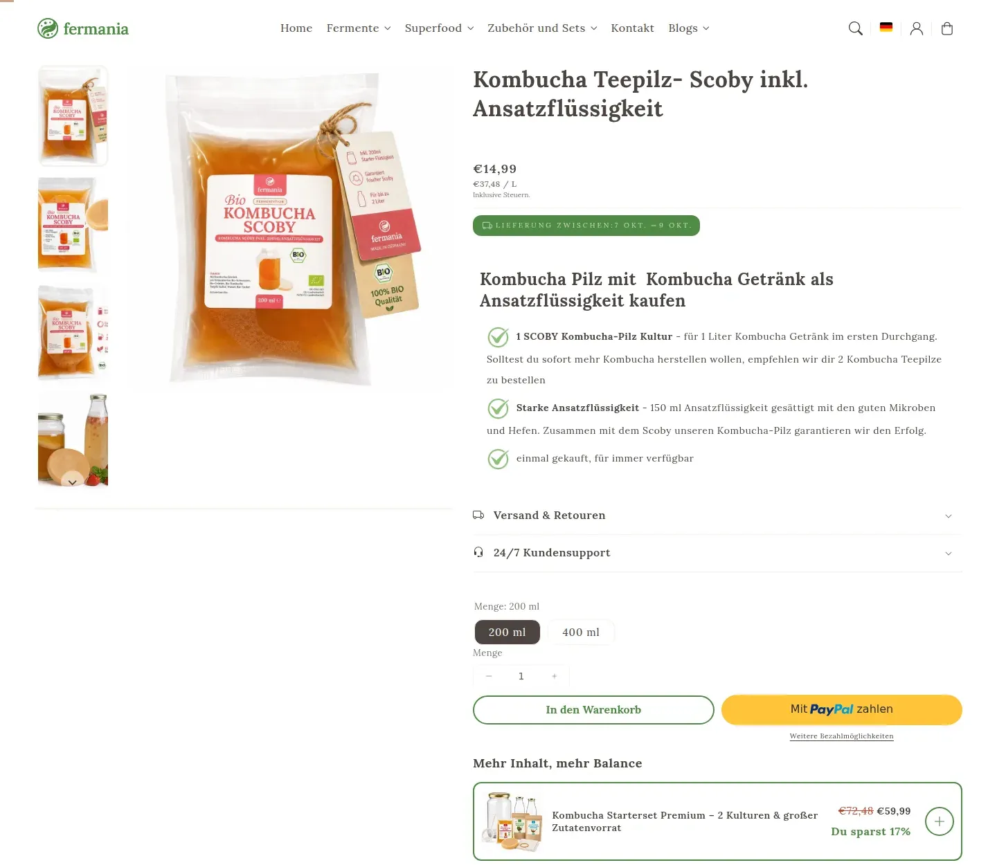 Produktseite mit passendem Bundle