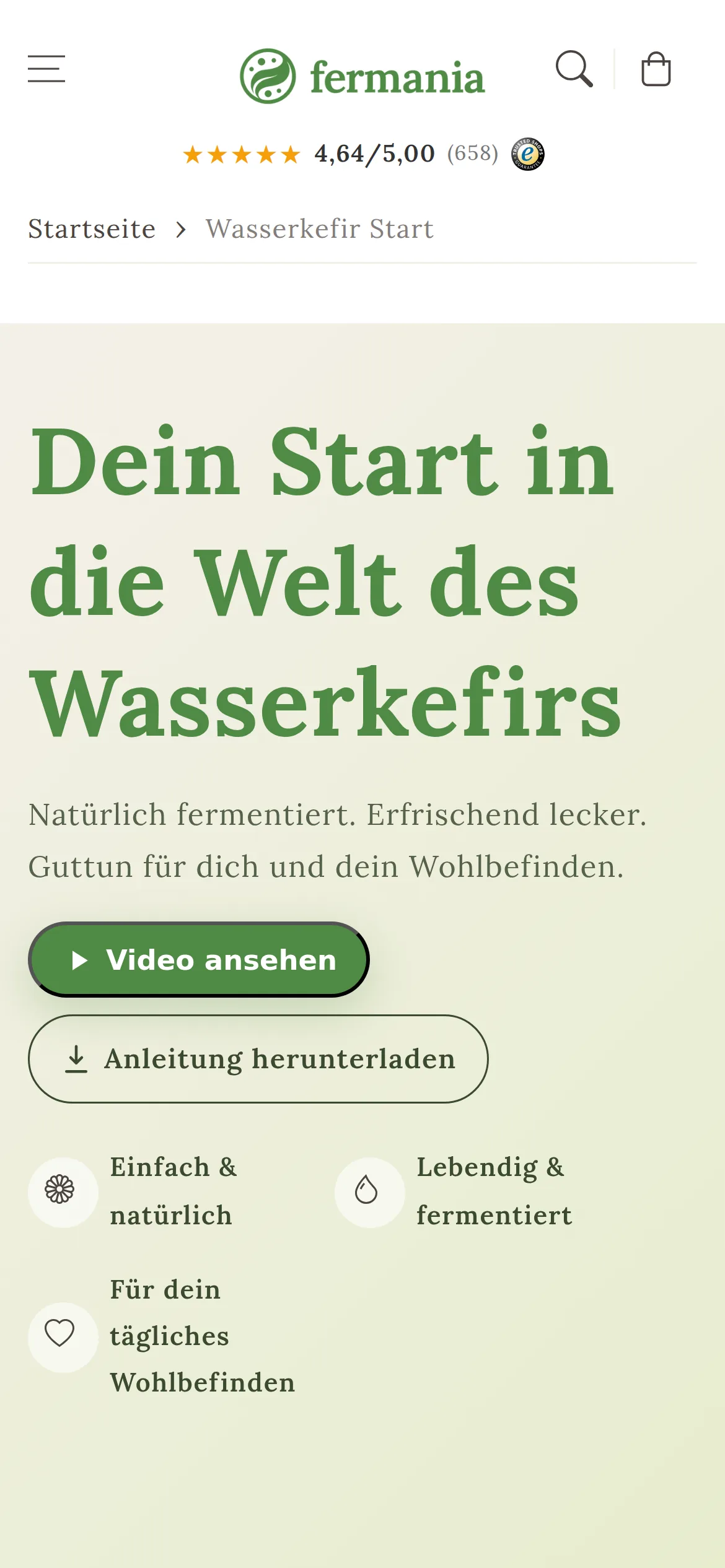 Neu dazugekommen: Einstiegsseite für Wasserkefir mit Video-Anleitung (Handy)